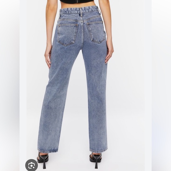 🎃 ➕ NWT Forever 21 Split-Knee Relaxed High-Rise Jeans Sz 34/16 - Picture 4 of 5